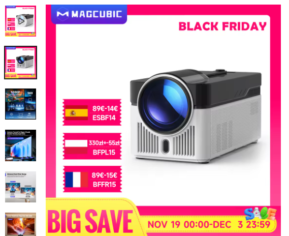 Magcubic Ultra Short Throw HY450 Projector With Auto Offset 1080P 8K Electronic Focus 900 ANSI WiFi6 BT5.4 Allwinner H716 Voice